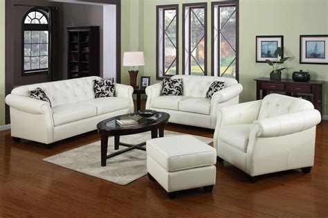 White Leather Couch And Chairs